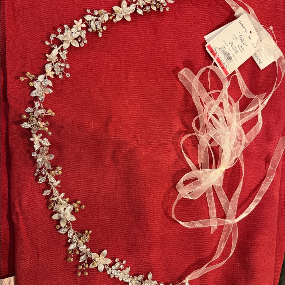 Floral Bridal belt with Ribbon